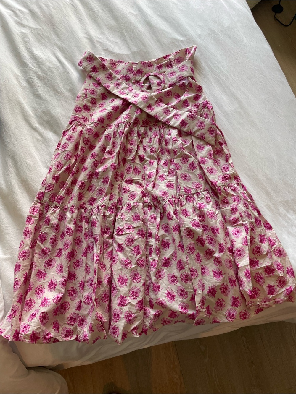 Zara Pink Floral Maxi Skirt with Ring Belt